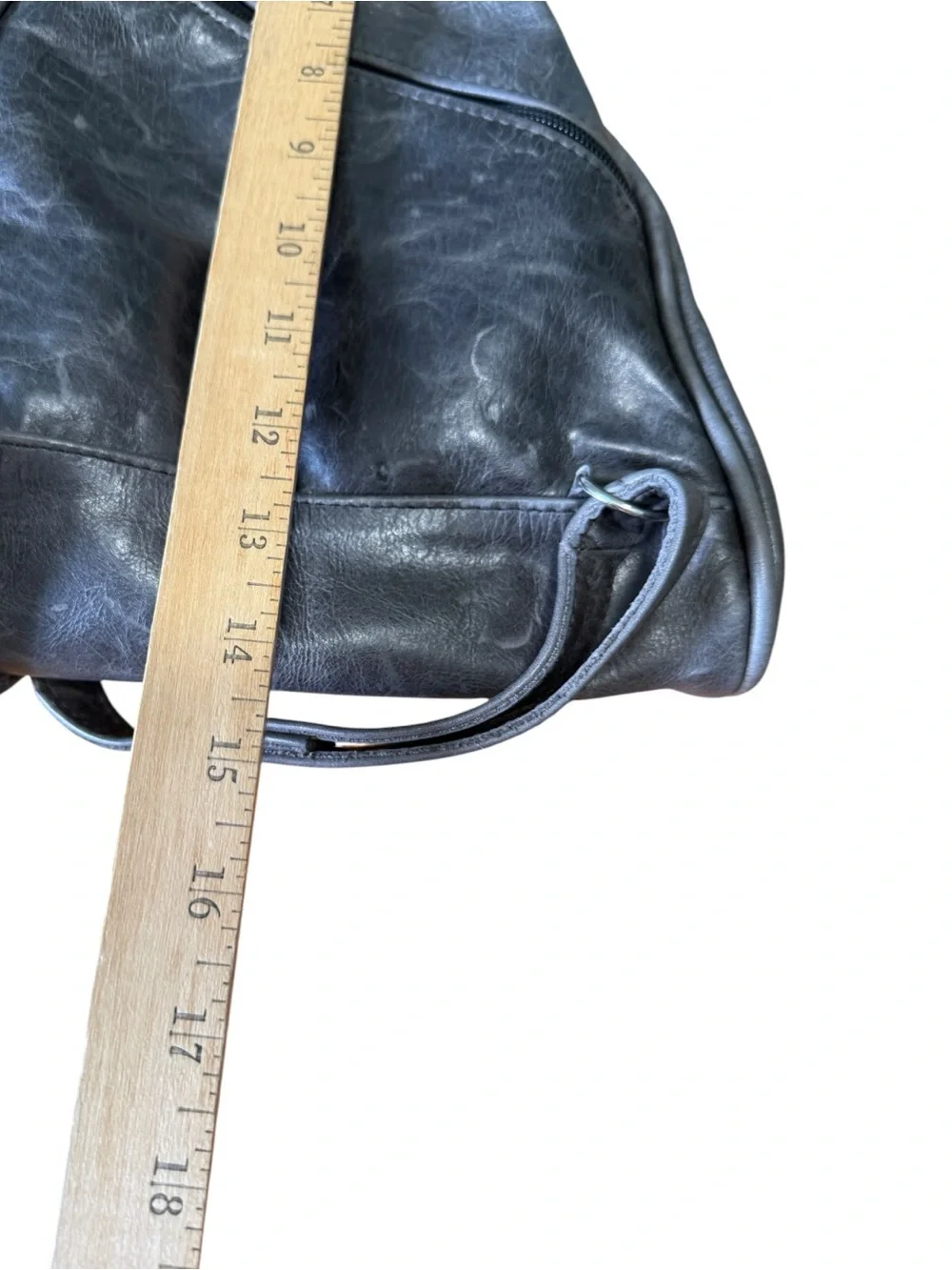 Vintage Gray Leather Convertible Sling Bag Backpack Crossbody-Leather